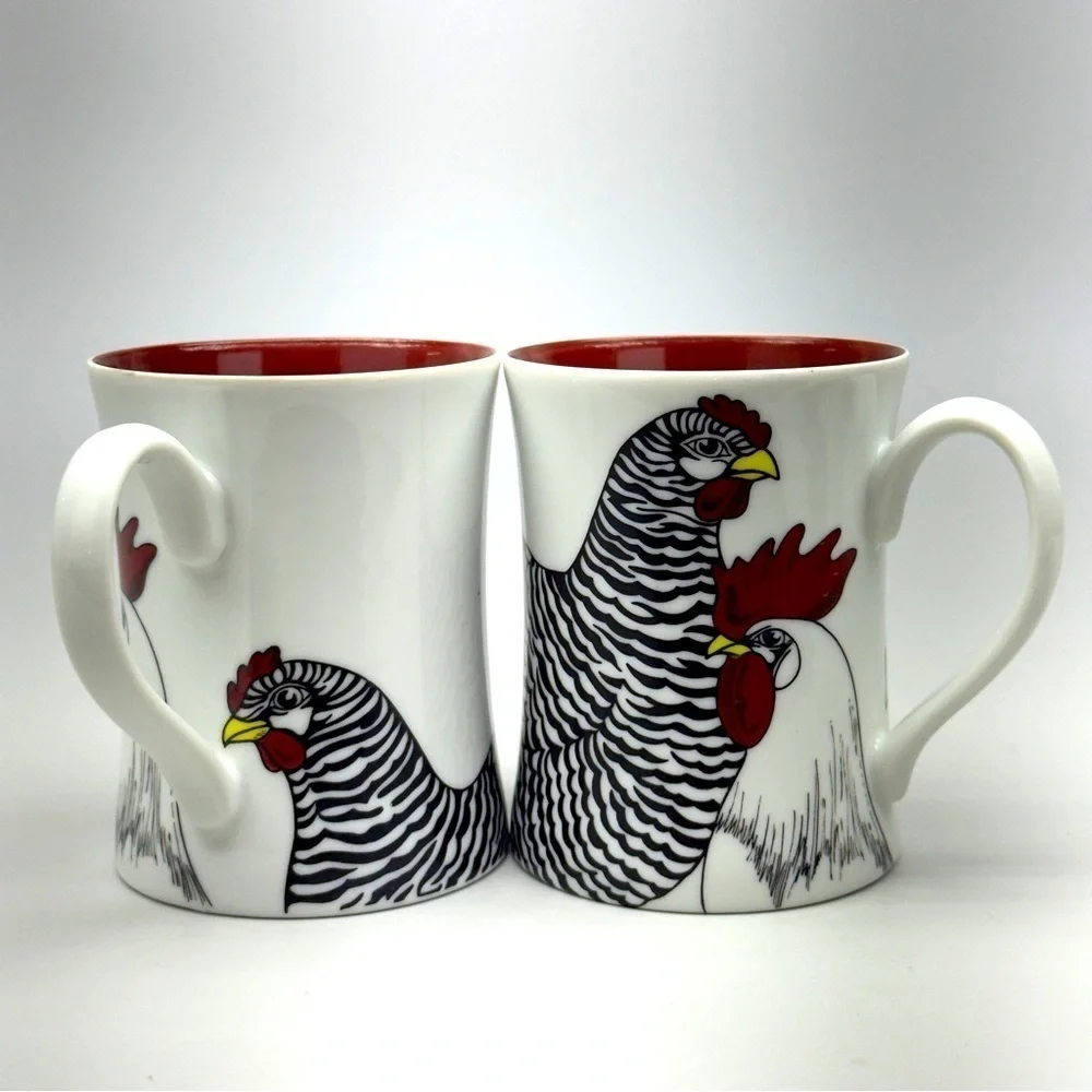 Fitz and Floyd Coq du Villages Chicken Mugs